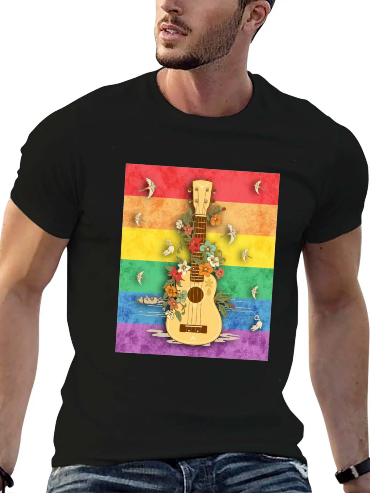 Rainbow Ukulele Graphic Tee product image 6