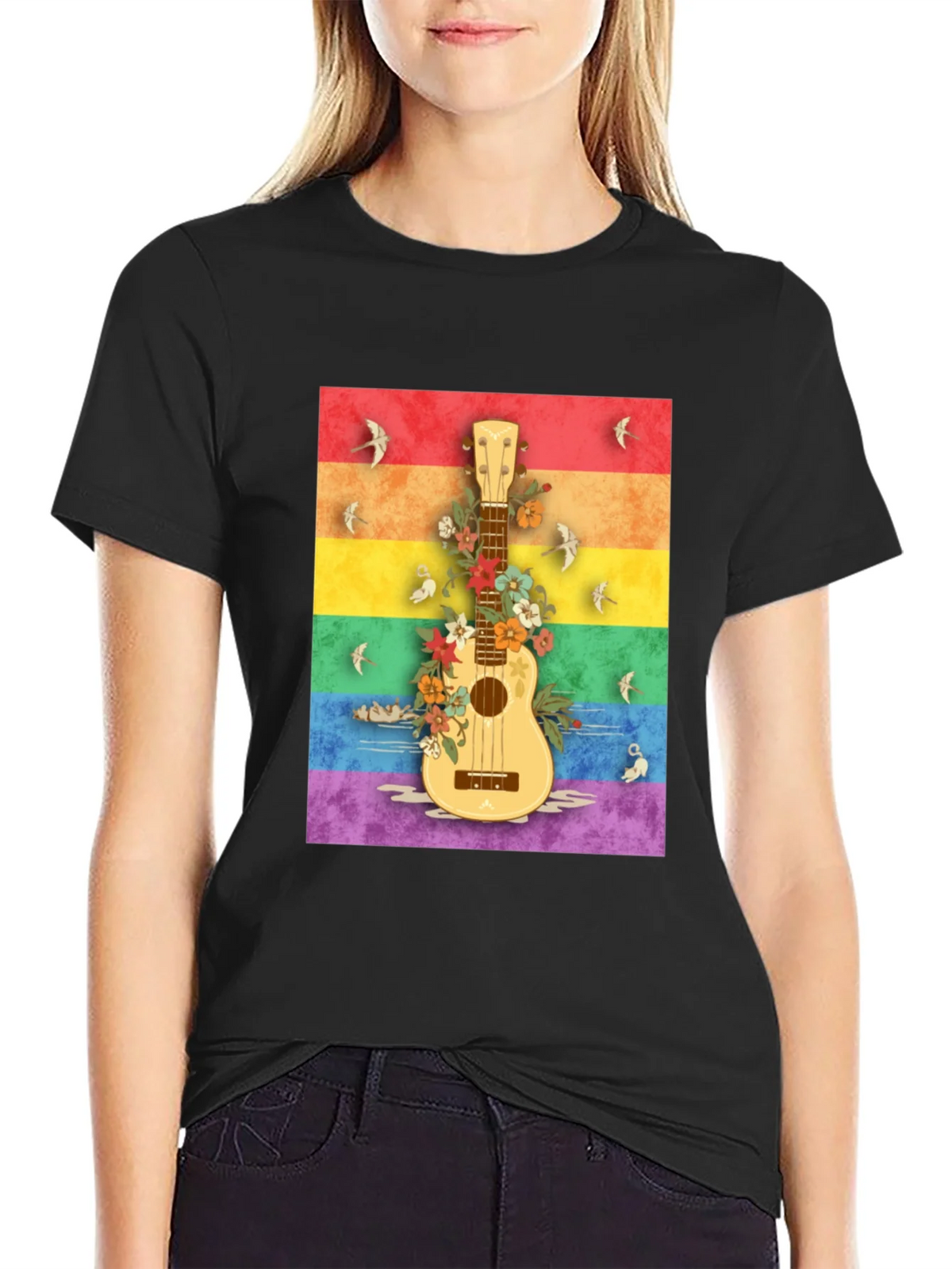 Rainbow Ukulele Graphic Tee product image 2