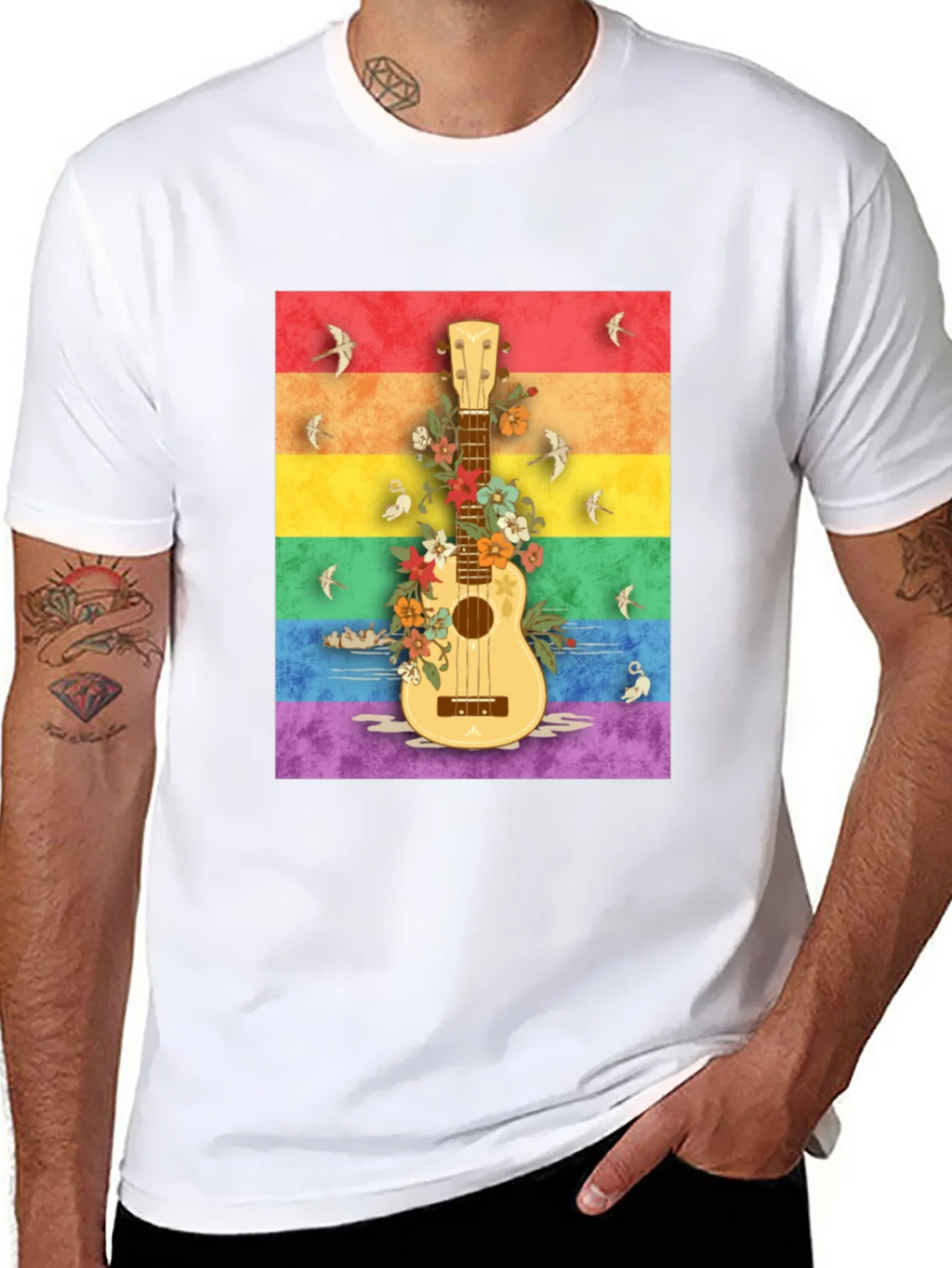 Rainbow Ukulele Graphic Tee product image 7