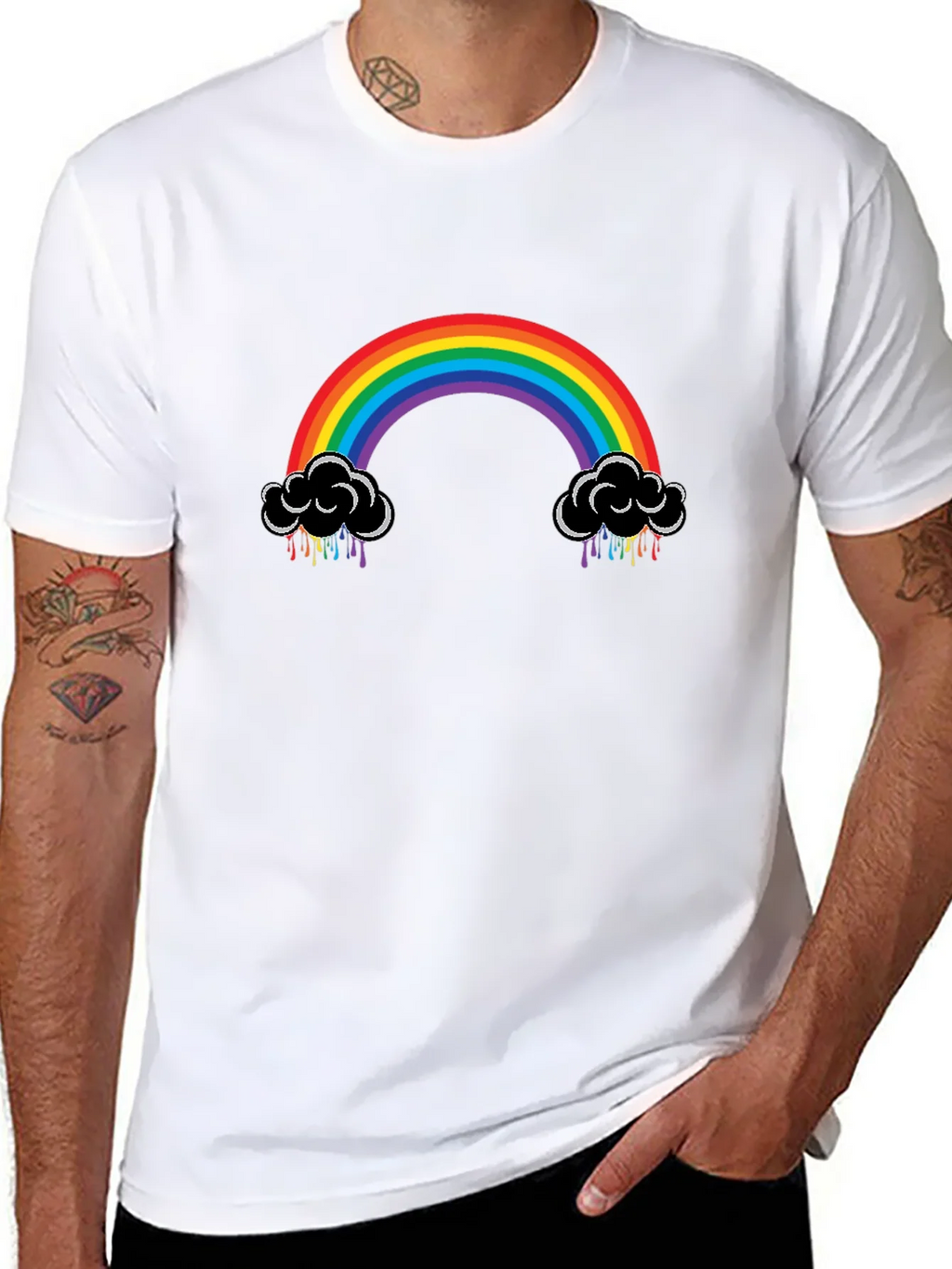 Rainbow Cloud Black T-Shirt product image 7