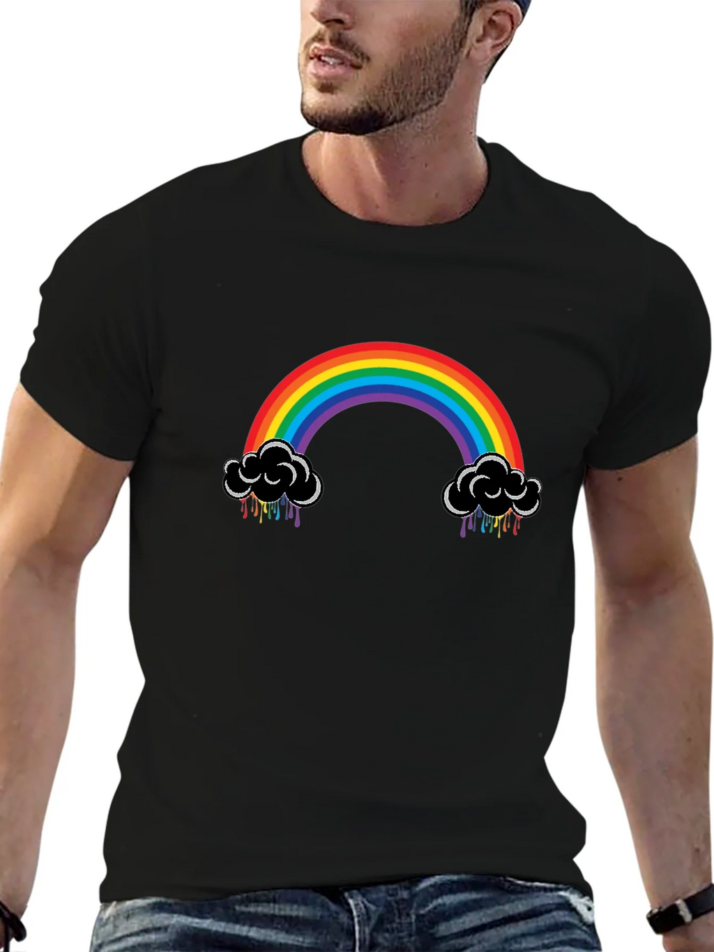 Rainbow Cloud Black T-Shirt product image 6