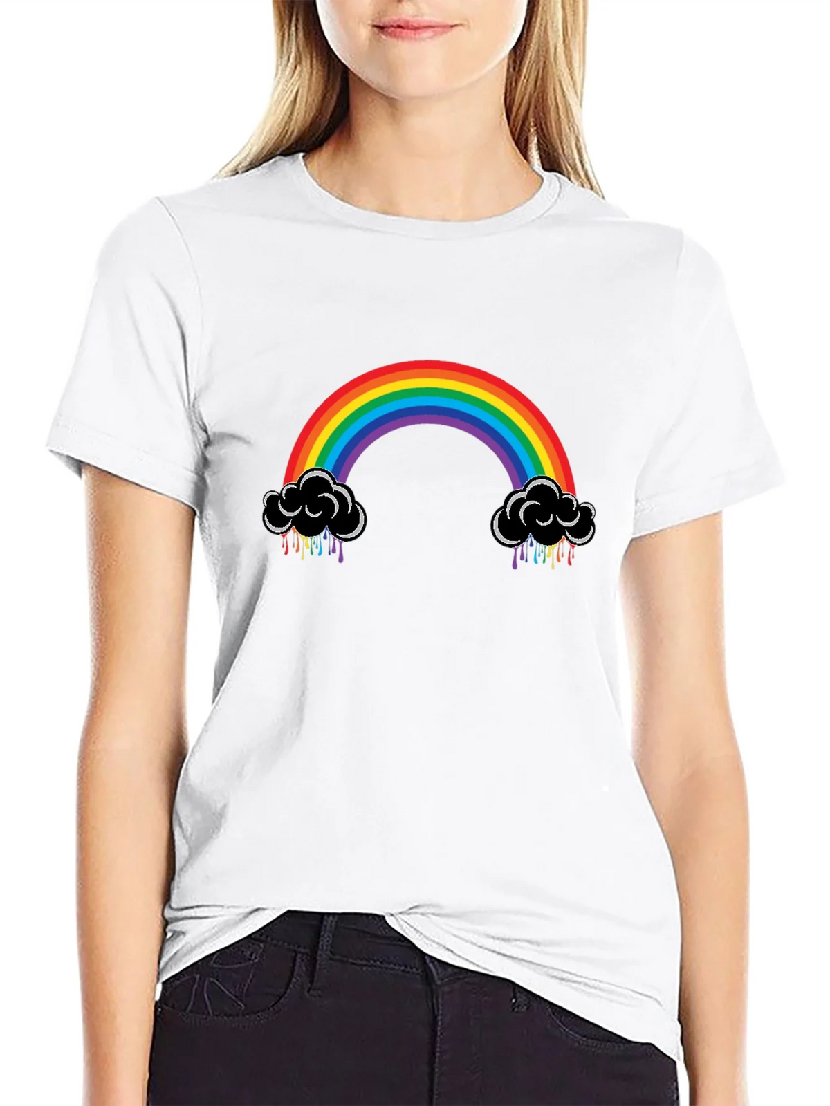 Rainbow Cloud Black T-Shirt product image 8