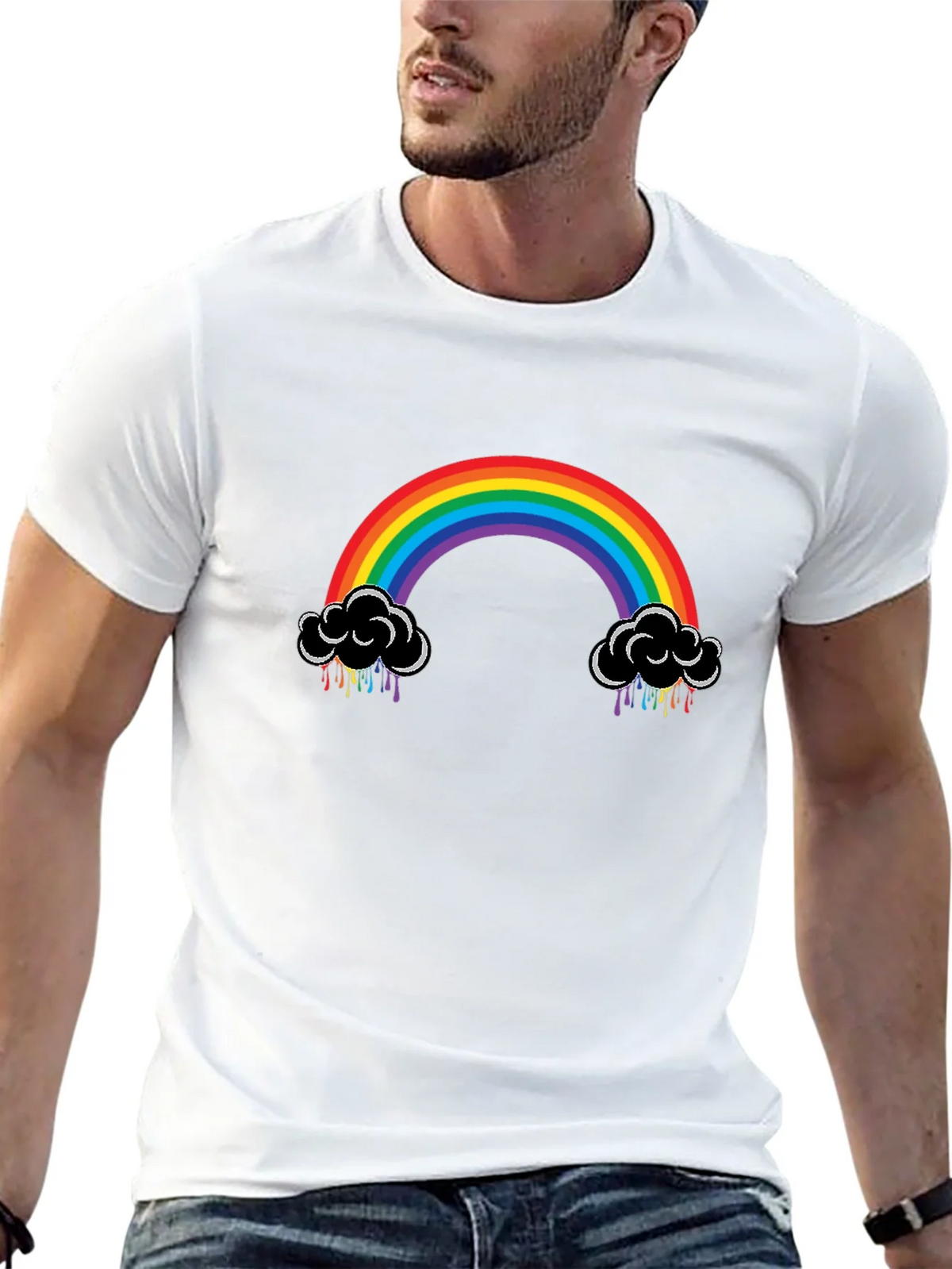 Rainbow Cloud Black T-Shirt product image 12