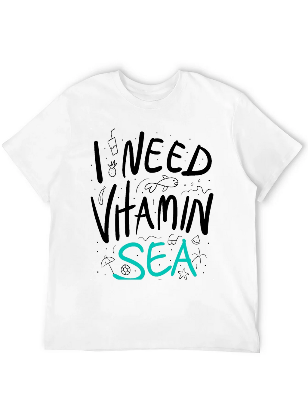 I Need Vitamin Sea T-Shirt - Black Cotton Tee product image 11