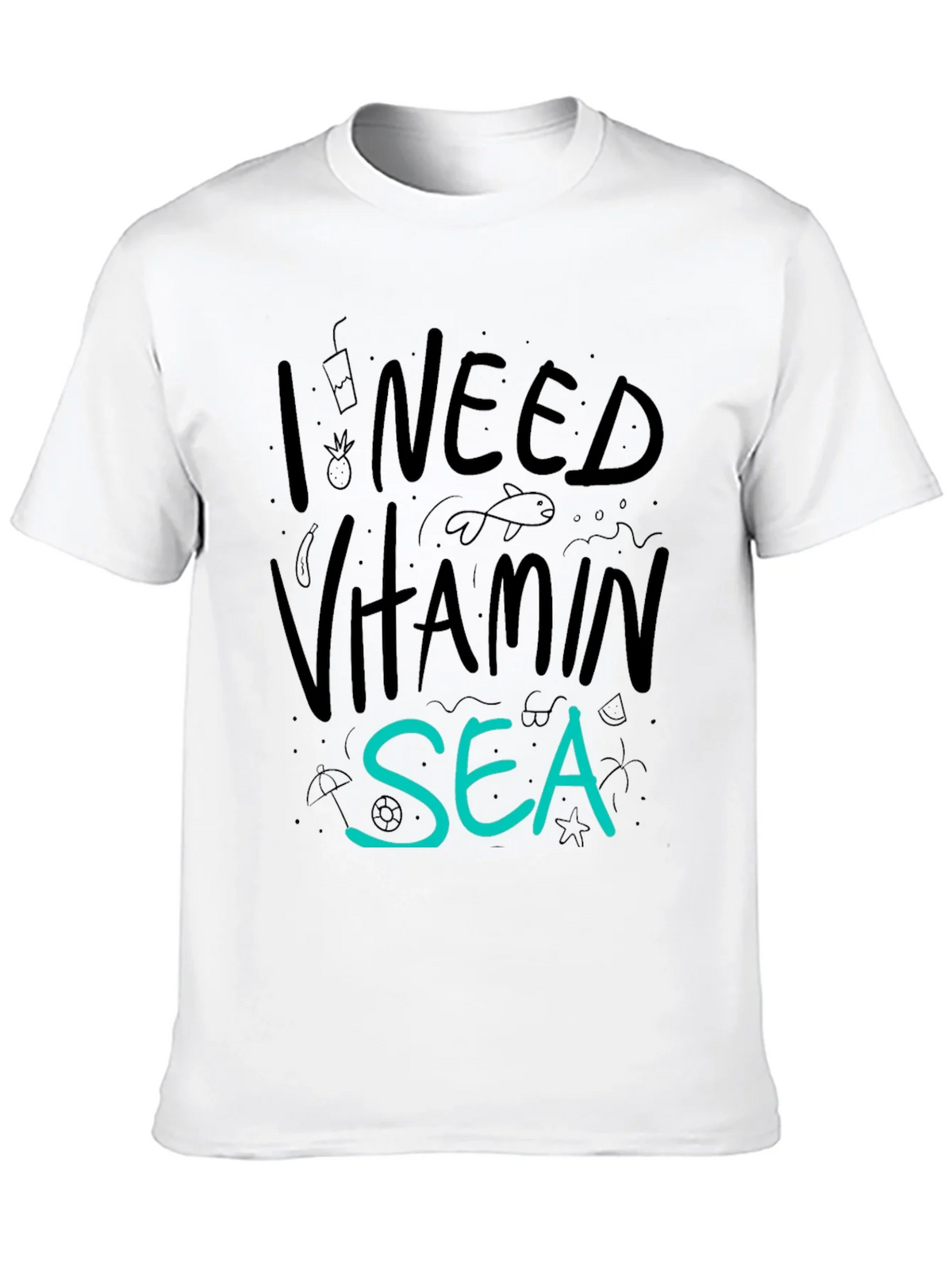 I Need Vitamin Sea T-Shirt - Black Cotton Tee product image 9