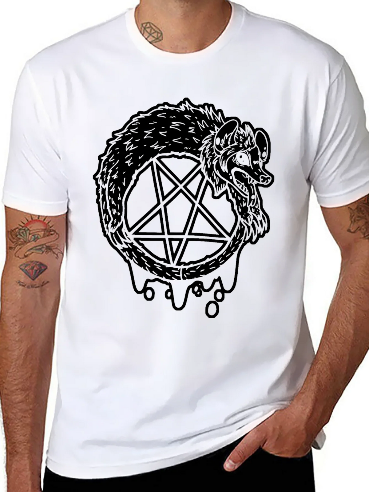 Ouroboros Pentagram Black T-Shirt product image 7