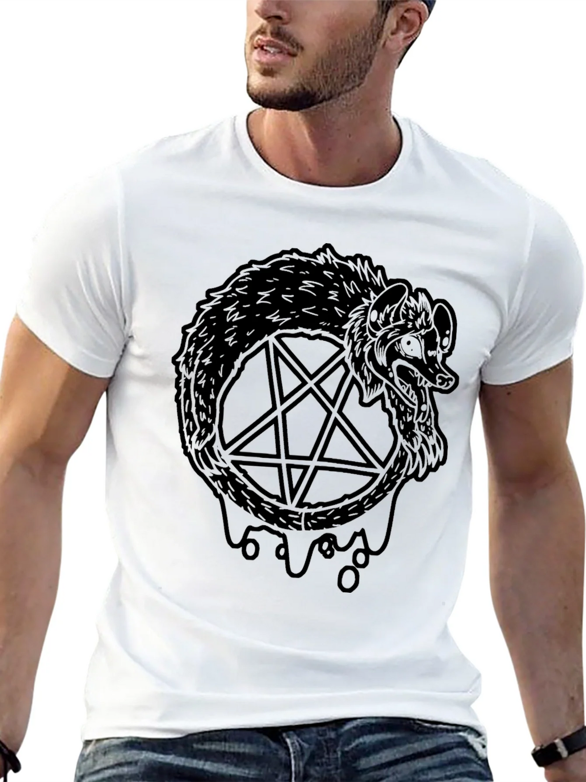 Ouroboros Pentagram Black T-Shirt product image 12
