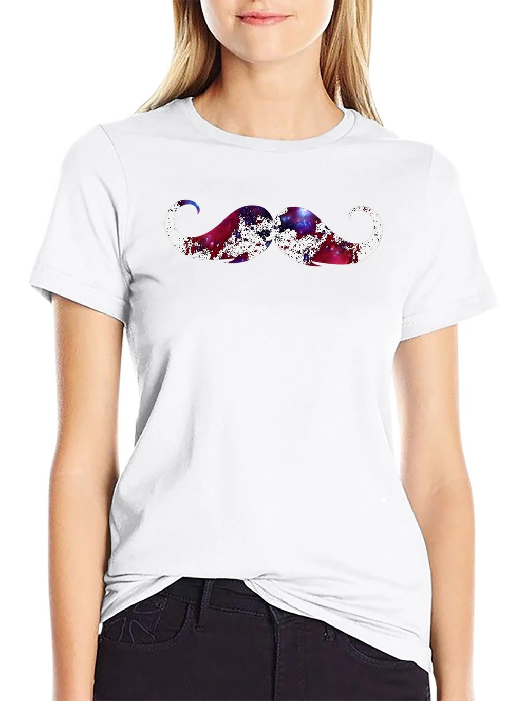 Cosmic Mustache Graphic Tee - Black Cotton T-Shirt product image 8