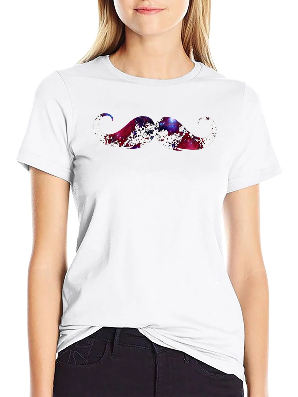 Cosmic Mustache Graphic Tee - Black Cotton T-Shirt product image 8