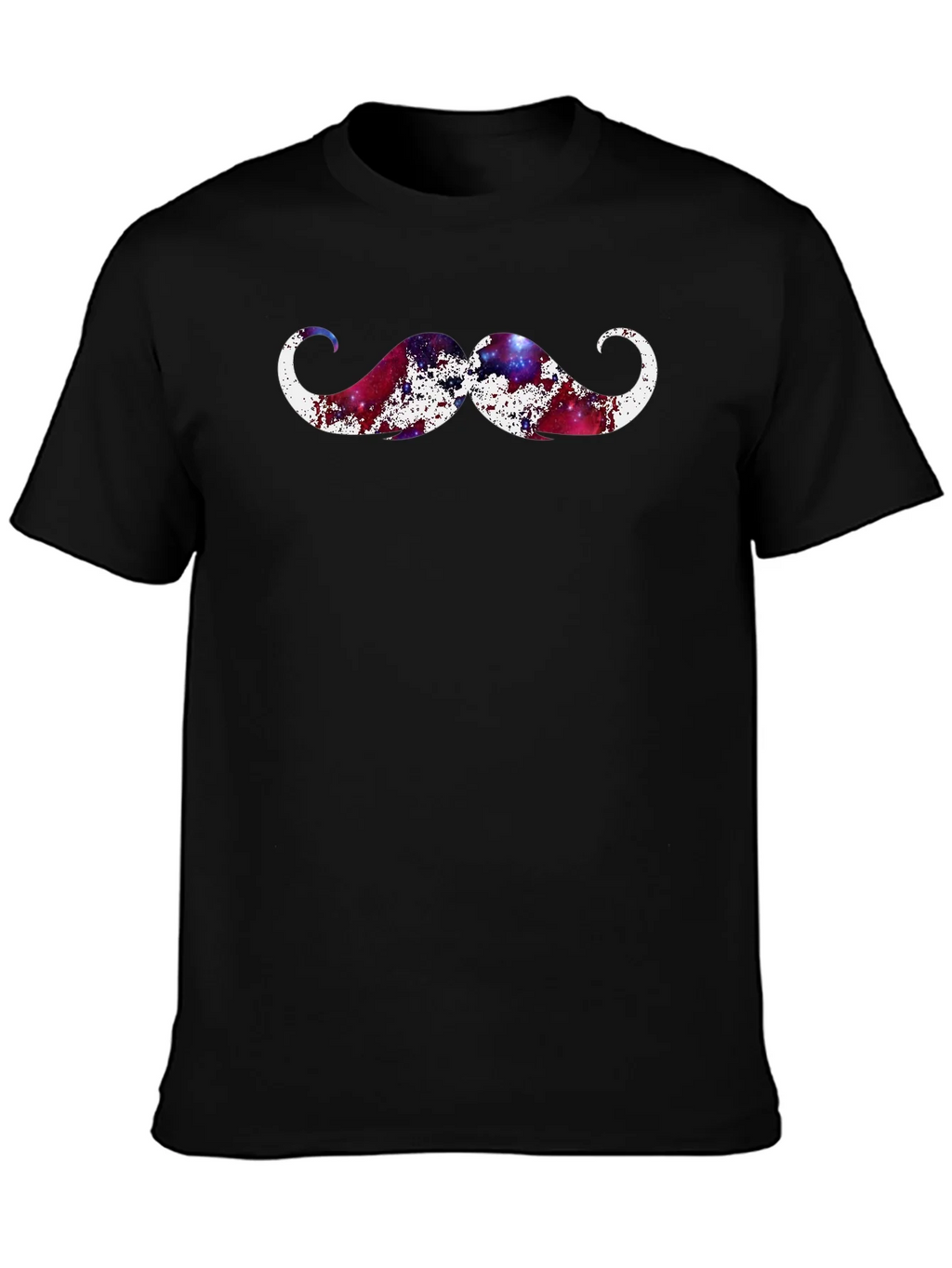 Cosmic Mustache Graphic Tee - Black Cotton T-Shirt product image 3