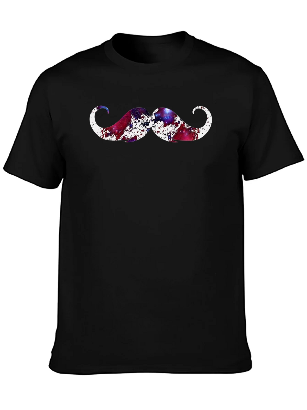 Cosmic Mustache Graphic Tee - Black Cotton T-Shirt product image 3