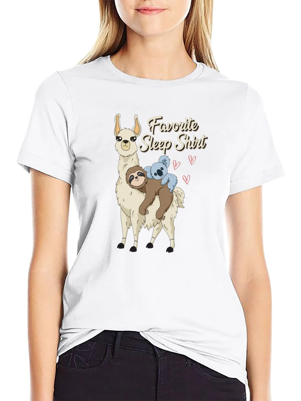 Favorite Sleep Shirt - Llama Sloth and Koala Black T-Shirt product image 2