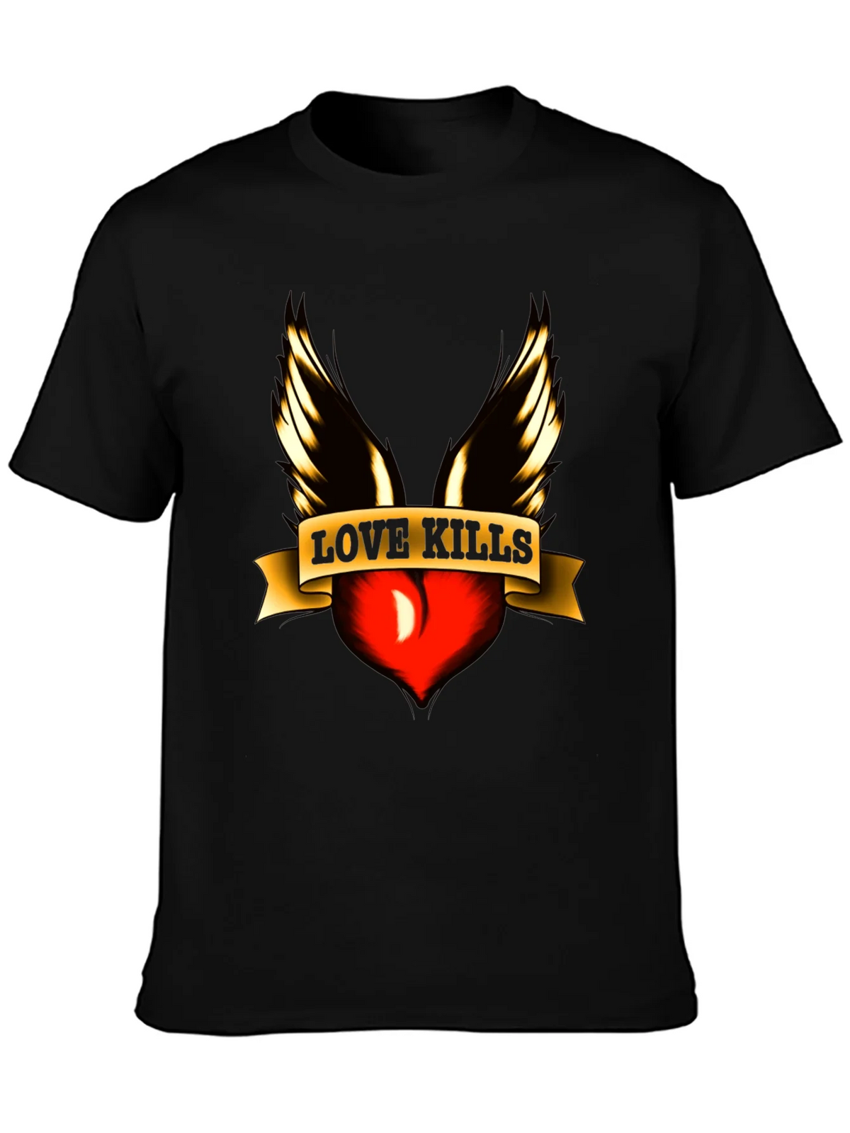 Love Kills Graphic Tee - Edgy Winged Heart Design product image 1