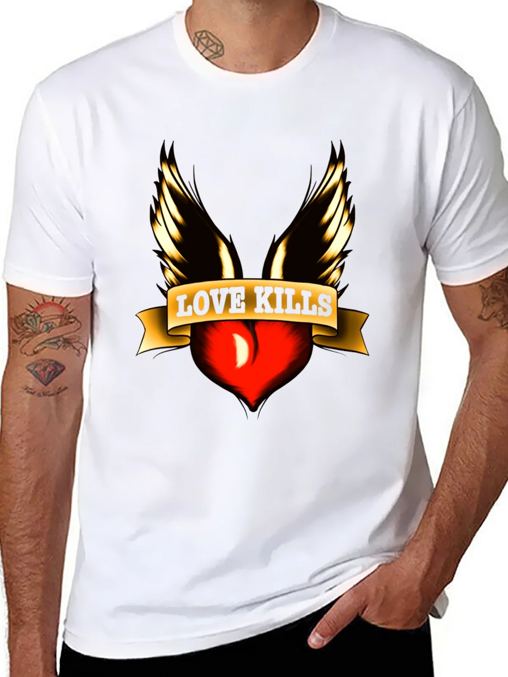 Love Kills Graphic Tee - Edgy Winged Heart Design product image 2