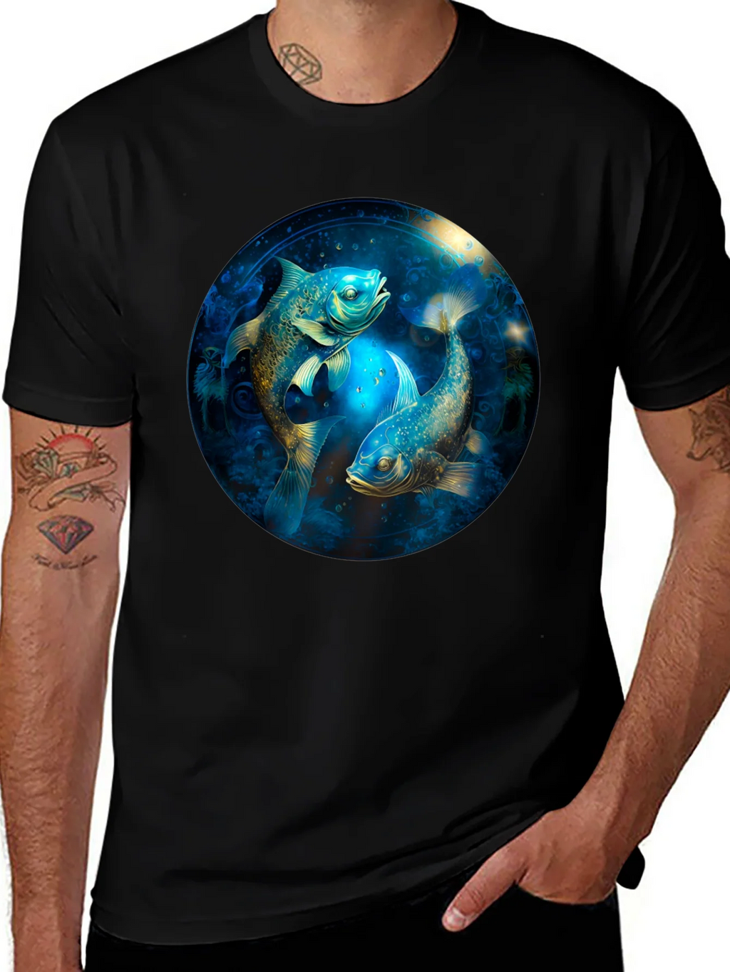 Pisces Zodiac T-Shirt - Artistic Fish Design product image 1