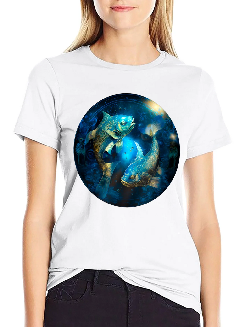 Pisces Zodiac T-Shirt - Artistic Fish Design product image 8