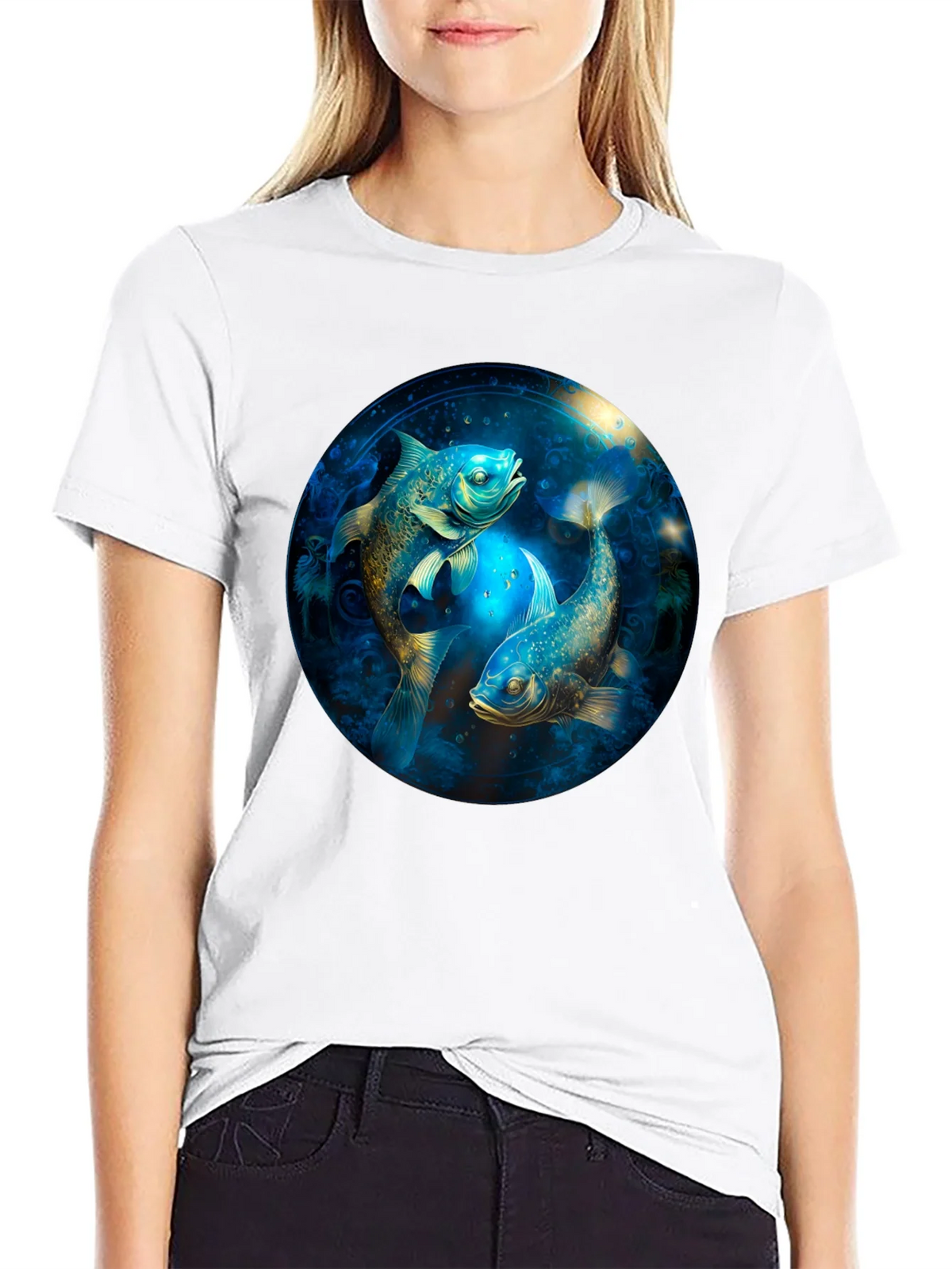 Pisces Zodiac T-Shirt - Artistic Fish Design product image 8