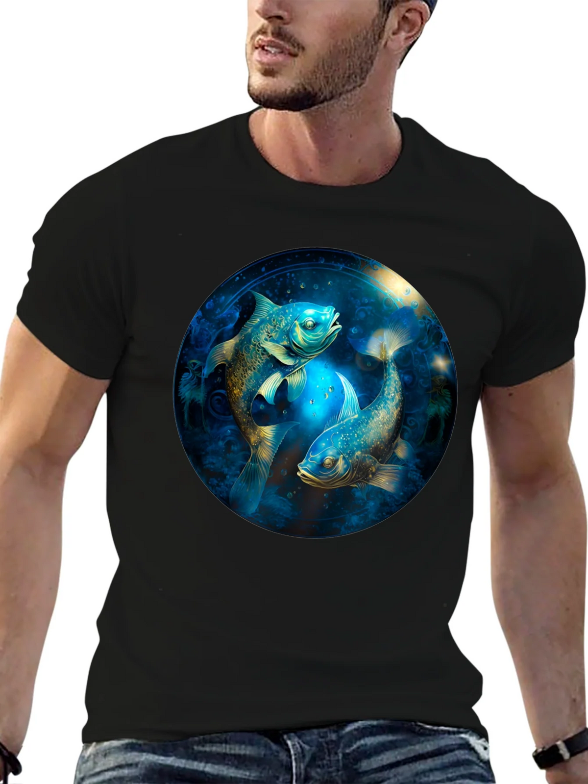 Pisces Zodiac T-Shirt - Artistic Fish Design product image 6