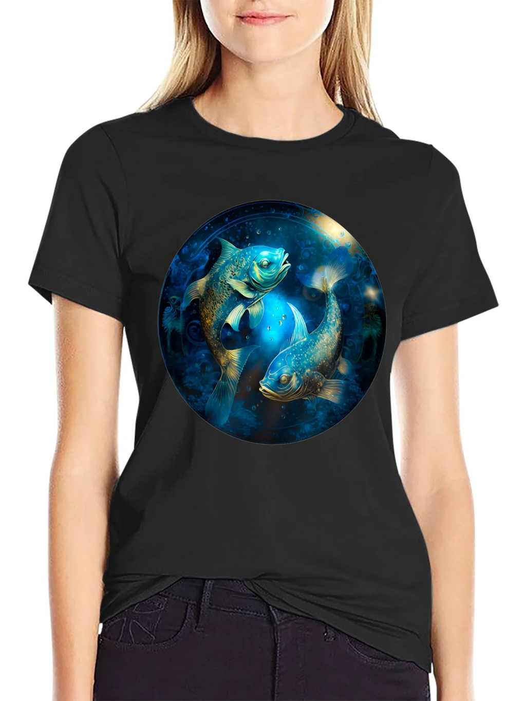 Pisces Zodiac T-Shirt - Artistic Fish Design product image 2