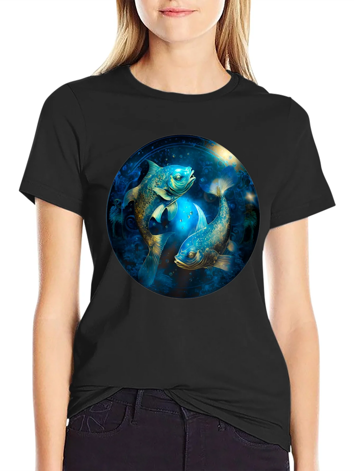 Pisces Zodiac T-Shirt - Artistic Fish Design product image 2