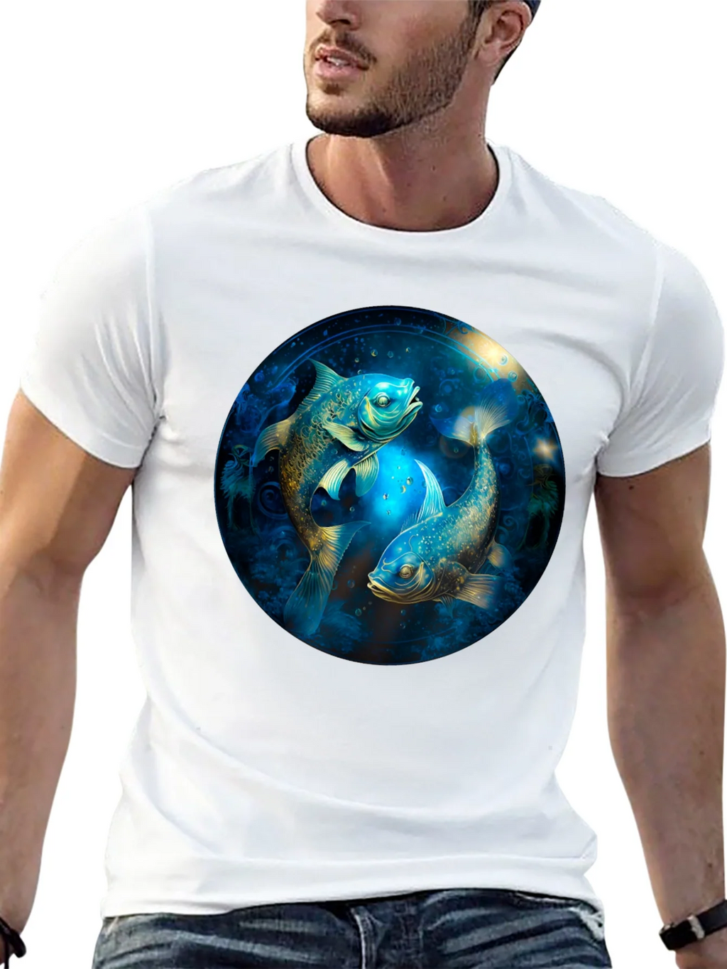 Pisces Zodiac T-Shirt - Artistic Fish Design product image 12