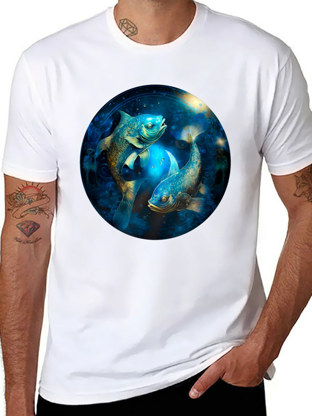 Pisces Zodiac T-Shirt - Artistic Fish Design product image 7
