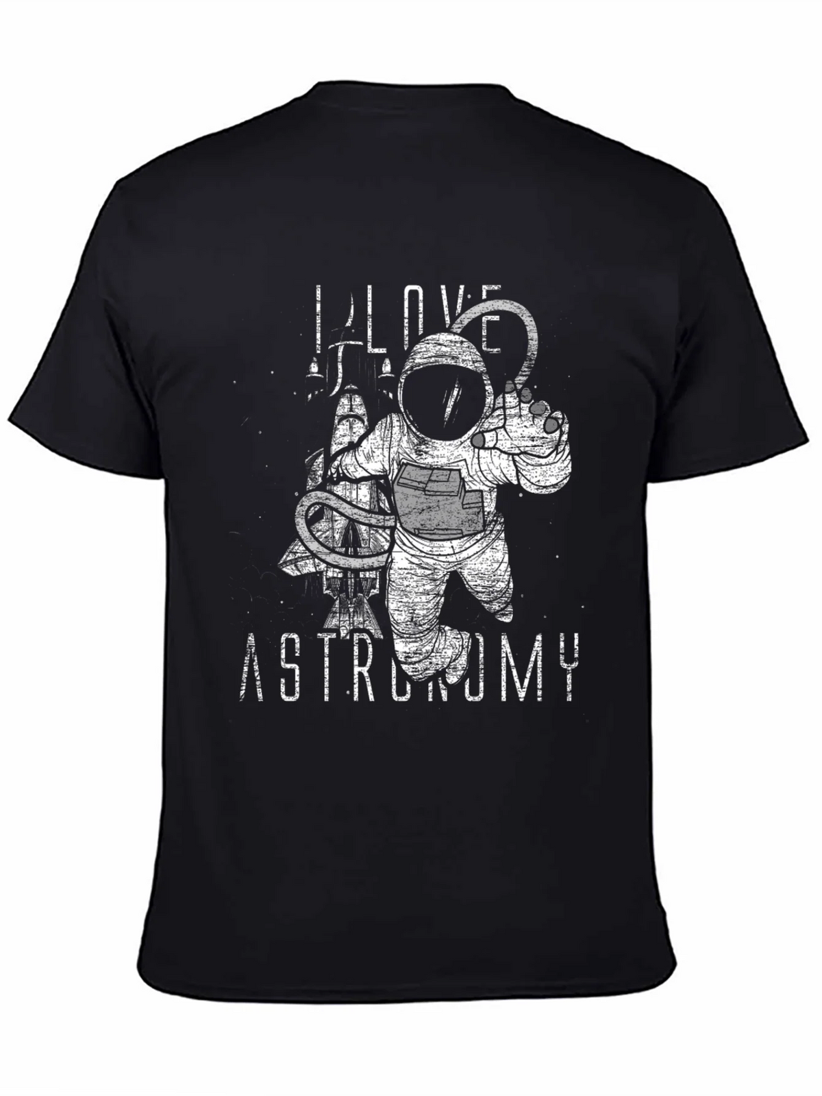 Astronomy Lover Graphic Tee - Black Cotton Astronaut Design product image 2