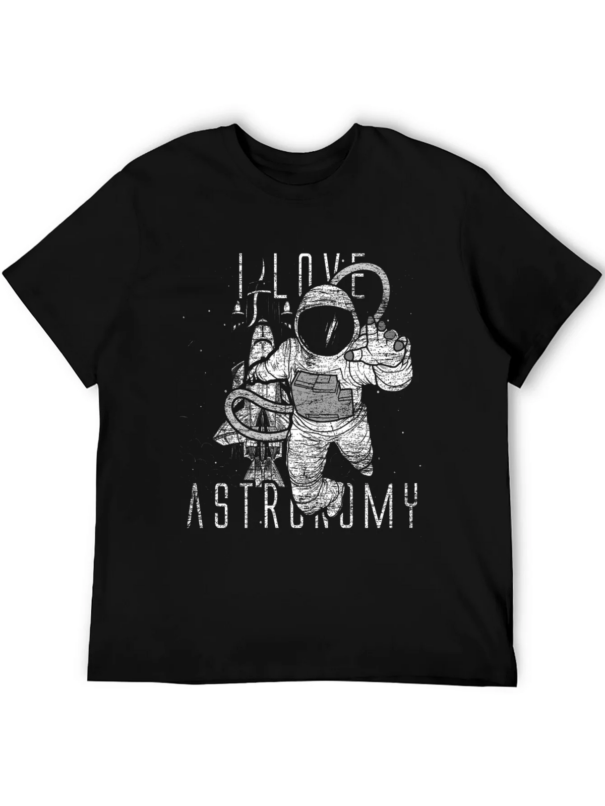 Astronomy Lover Graphic Tee - Black Cotton Astronaut Design product image 3