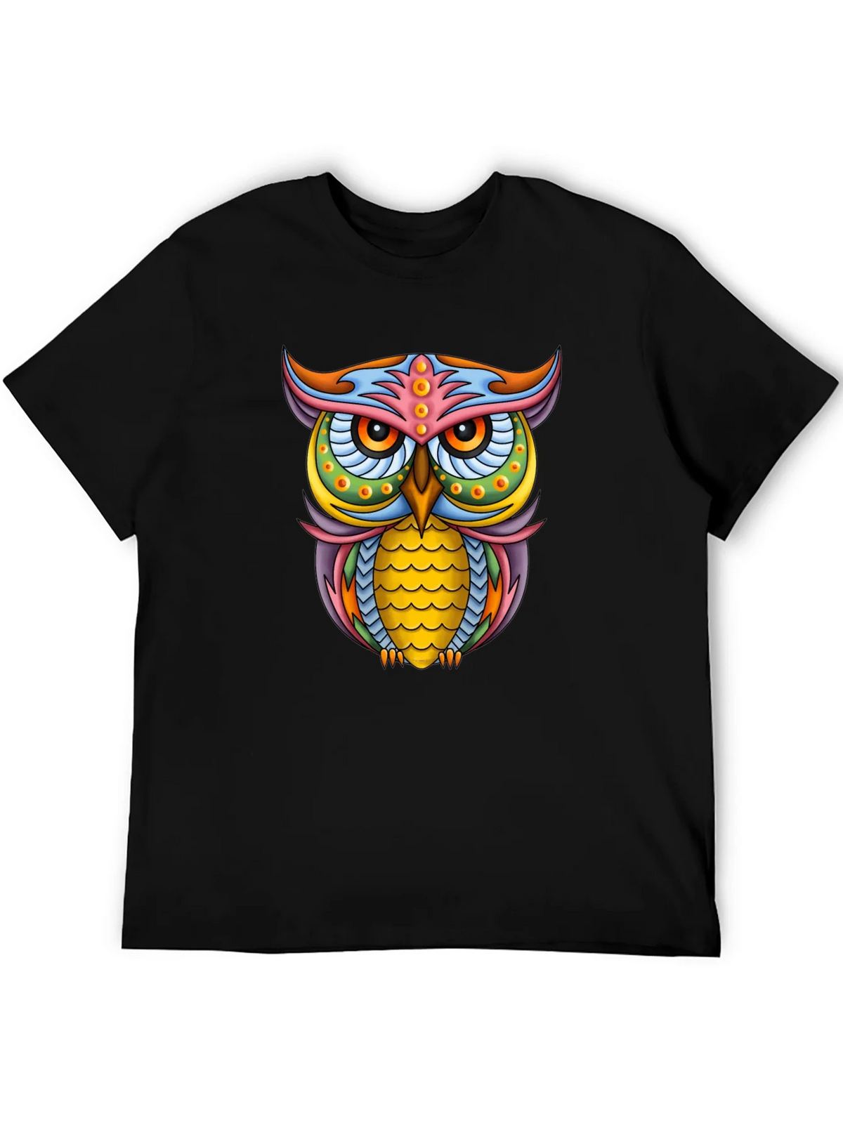 Vibrant Owl Graphic Black T-Shirt product image 3