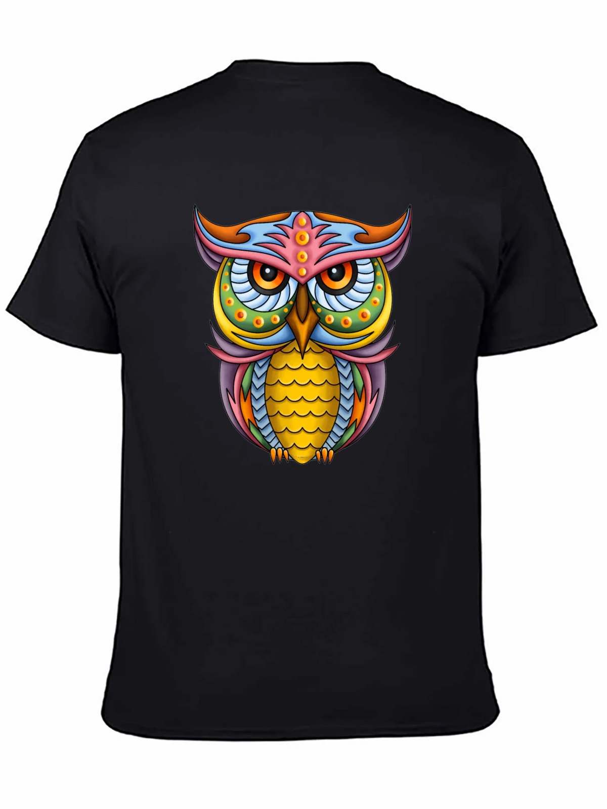 Vibrant Owl Graphic Black T-Shirt product image 2