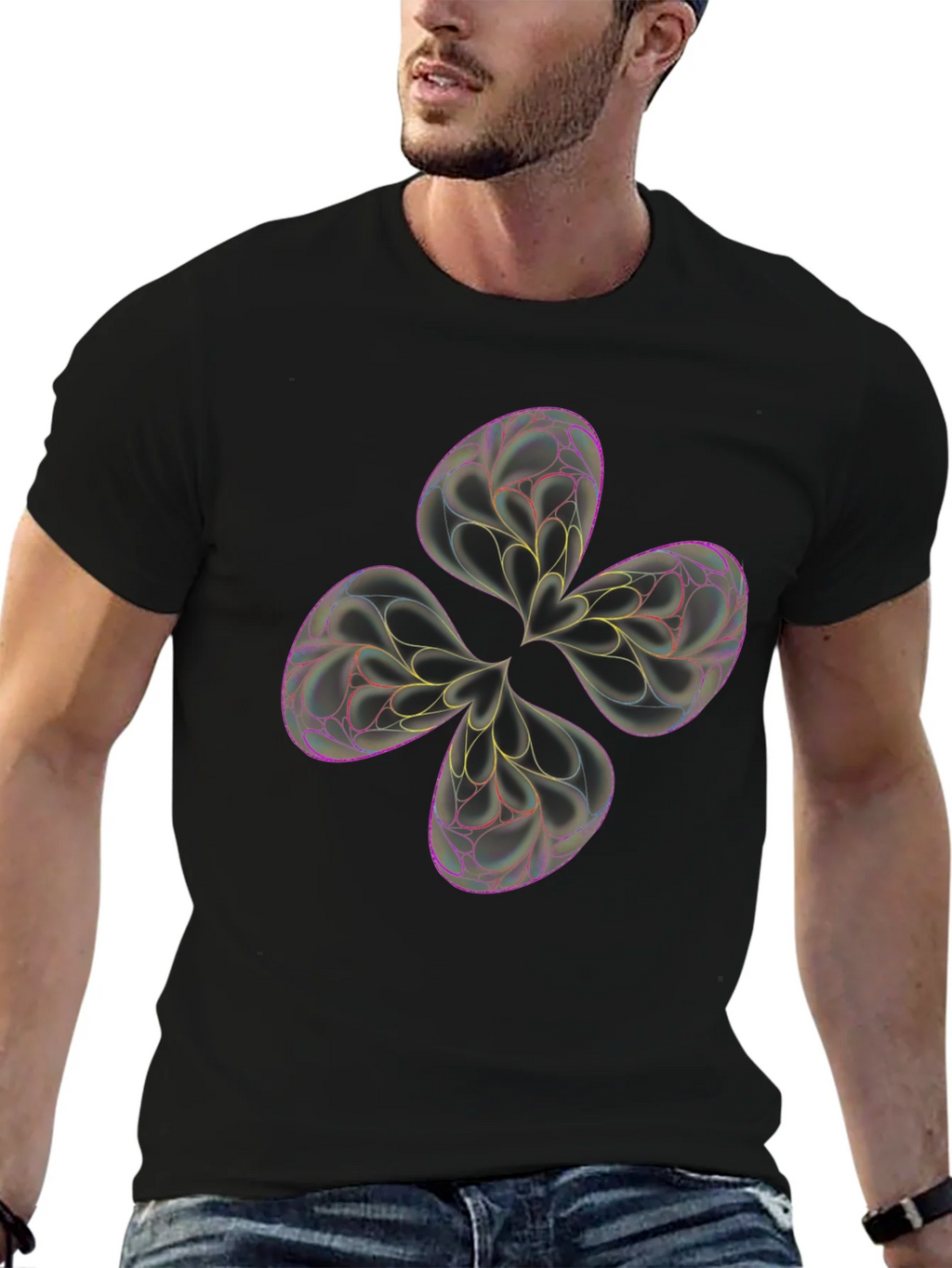 Abstract Flower Tee - Black Graphic T-Shirt product image 4