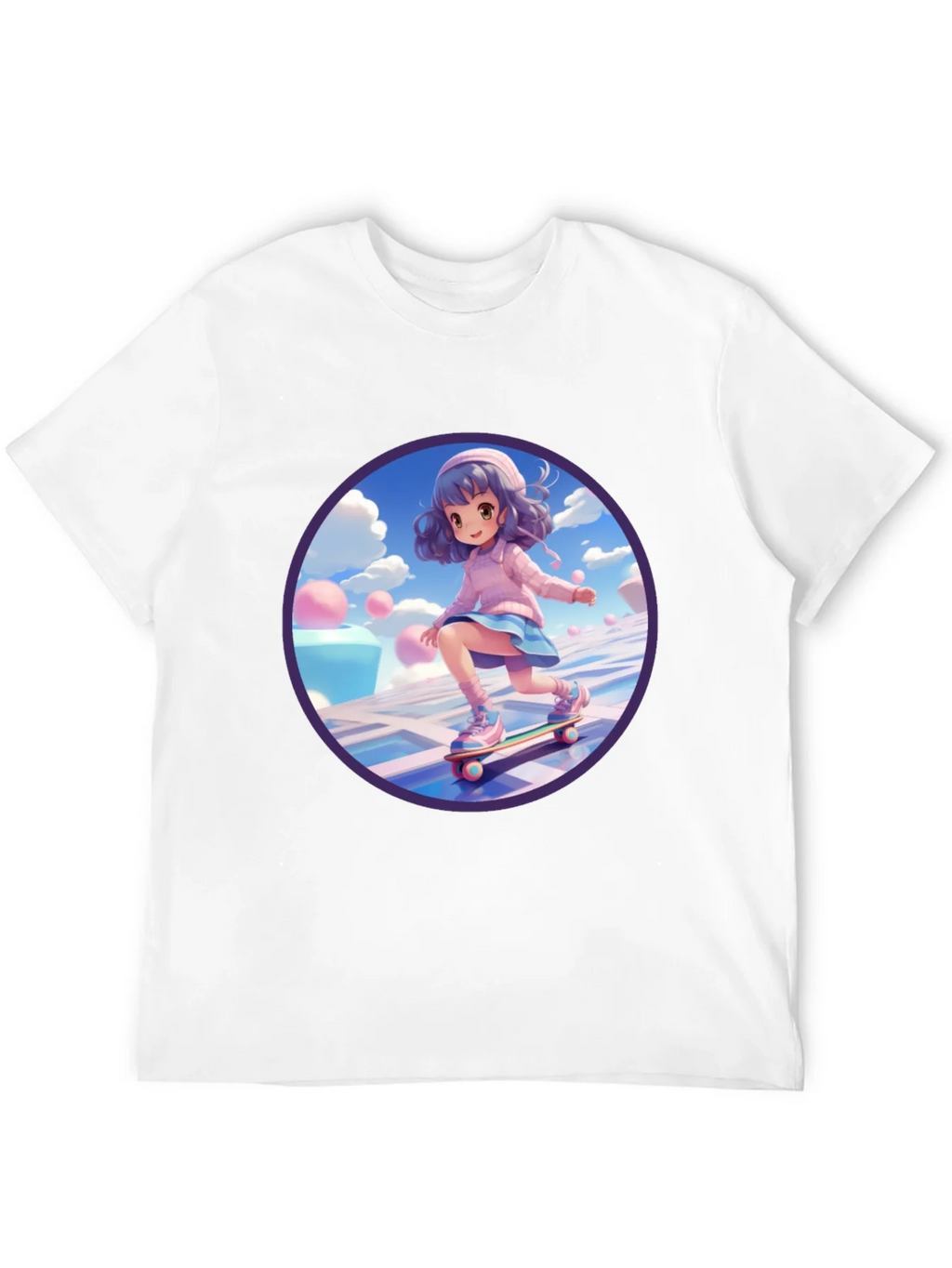 Anime Girl Skateboarder Black T-Shirt product image 10