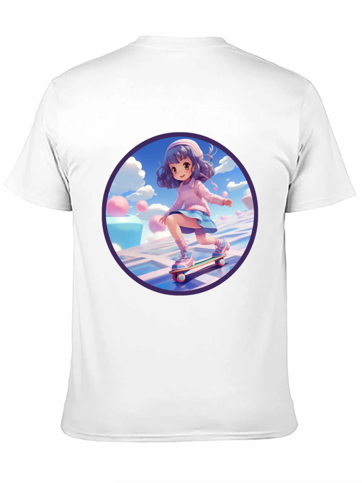 Anime Girl Skateboarder Black T-Shirt product image 9