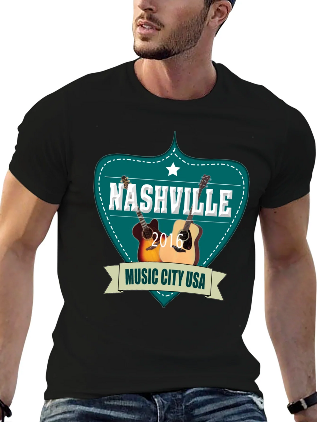 Nashville Music City USA Guitar T-Shirt product image 6