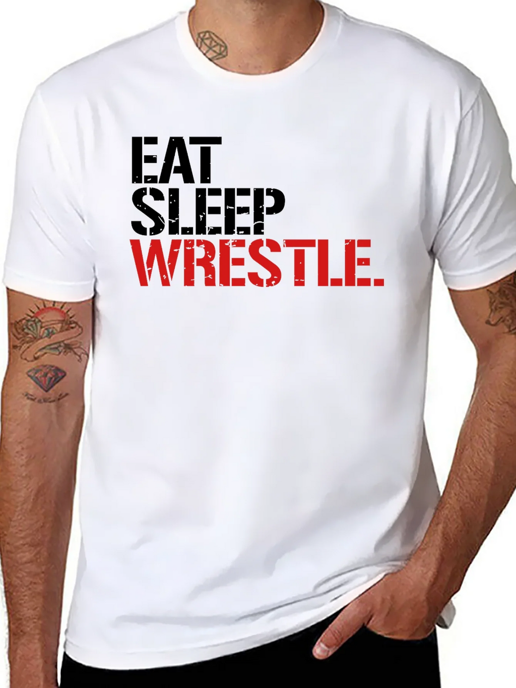 Eat Sleep Wrestle Black Graphic Tee product image 7
