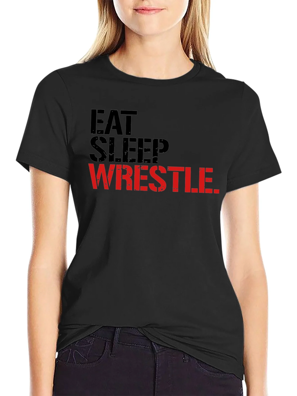 Eat Sleep Wrestle Black Graphic Tee product image 2