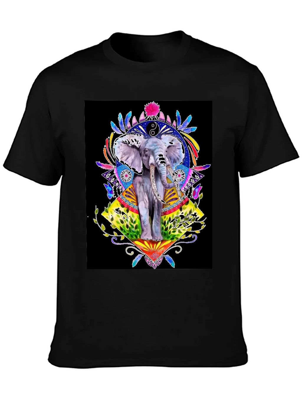 Elephant Art Graphic T-Shirt - Unisex Black Tee product image 3