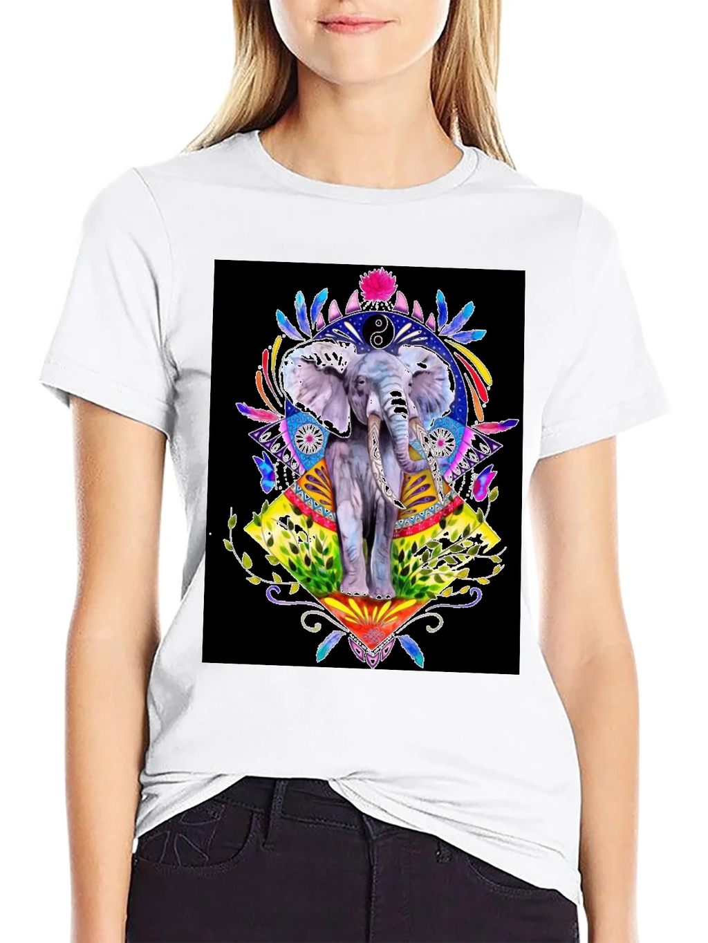 Elephant Art Graphic T-Shirt - Unisex Black Tee product image 8