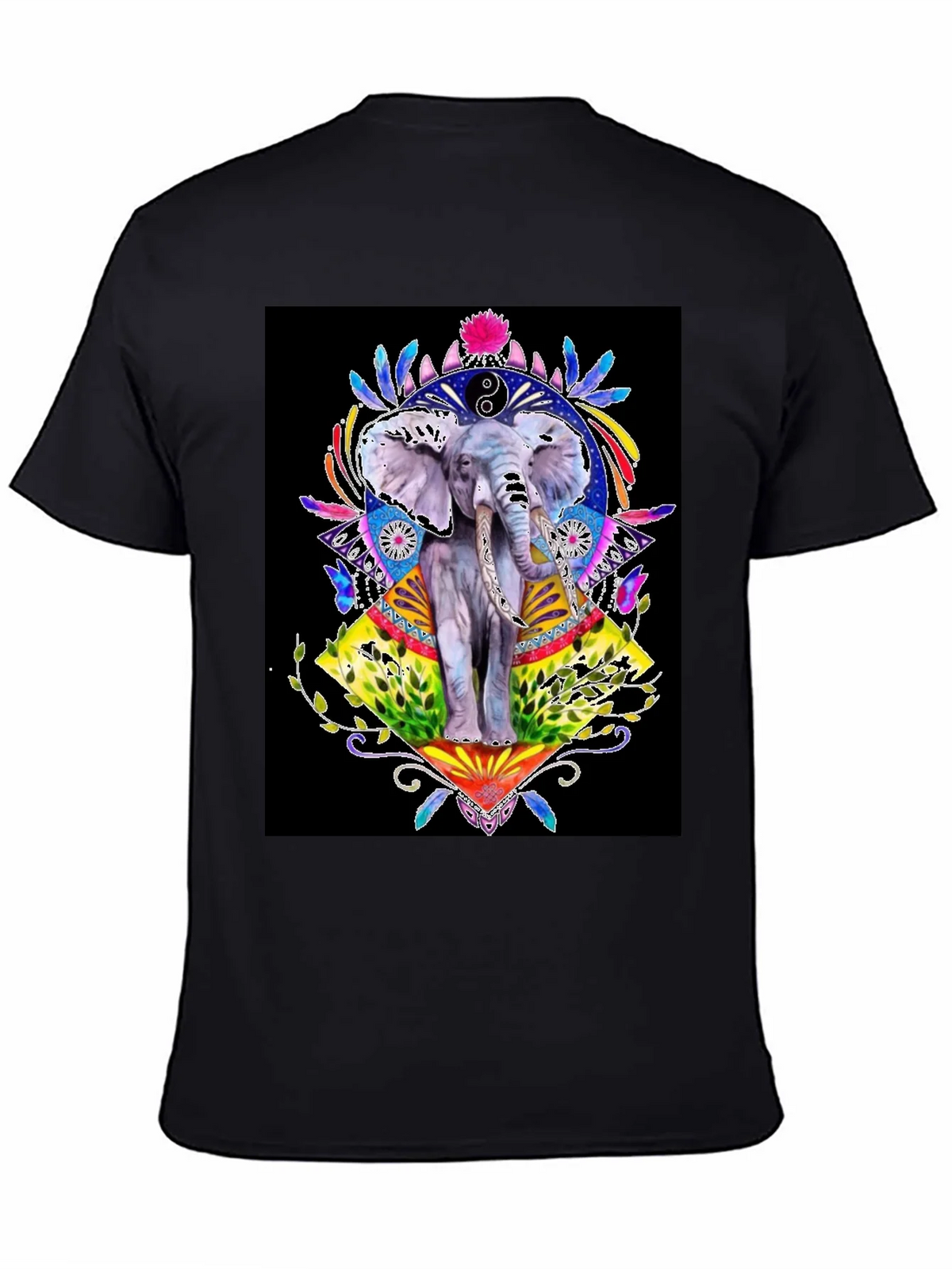 Elephant Art Graphic T-Shirt - Unisex Black Tee product image 4
