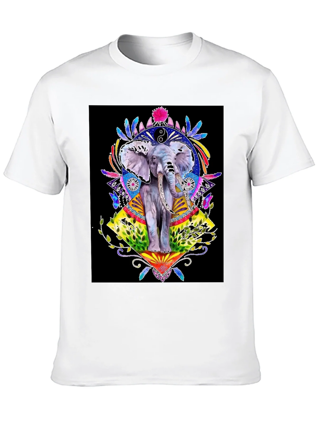 Elephant Art Graphic T-Shirt - Unisex Black Tee product image 9