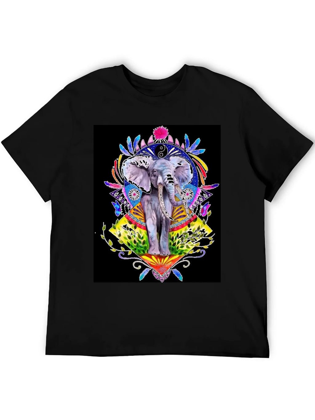 Elephant Art Graphic T-Shirt - Unisex Black Tee product image 5