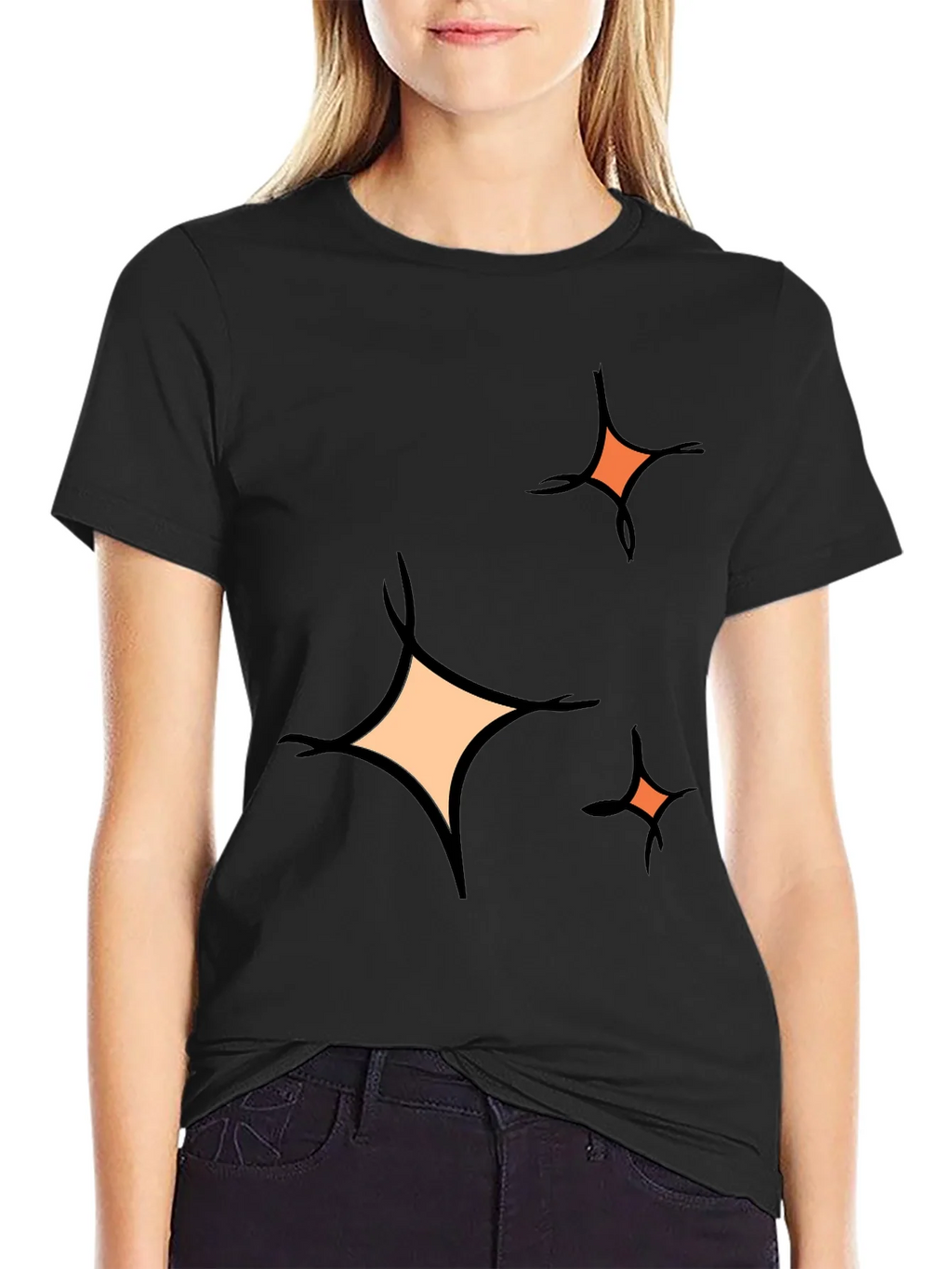 Sparkle Graphic Tee - Black Cotton Blend Casual product image 2