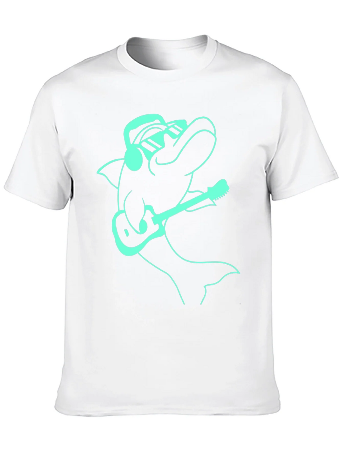 Cool Dolphin Guitarist Graphic Tee - Black product image 9
