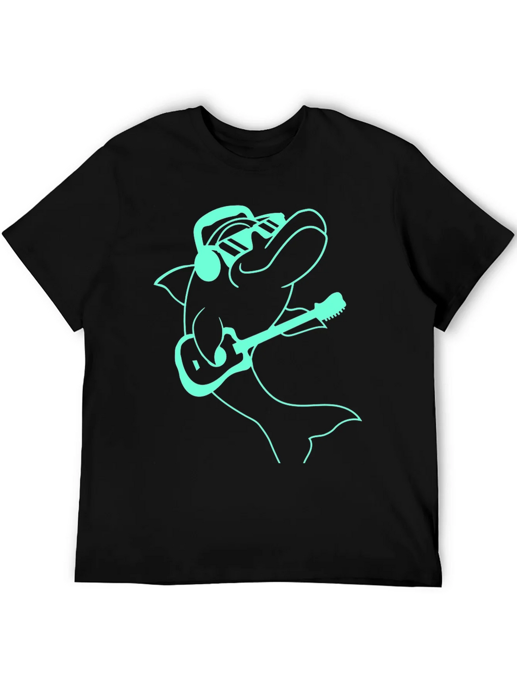 Cool Dolphin Guitarist Graphic Tee - Black product image 5
