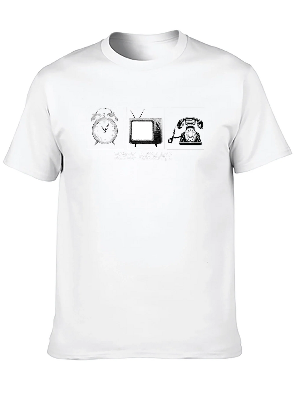 Vintage Tech T-Shirt: Clock TV Rotary Phone Design product image 9