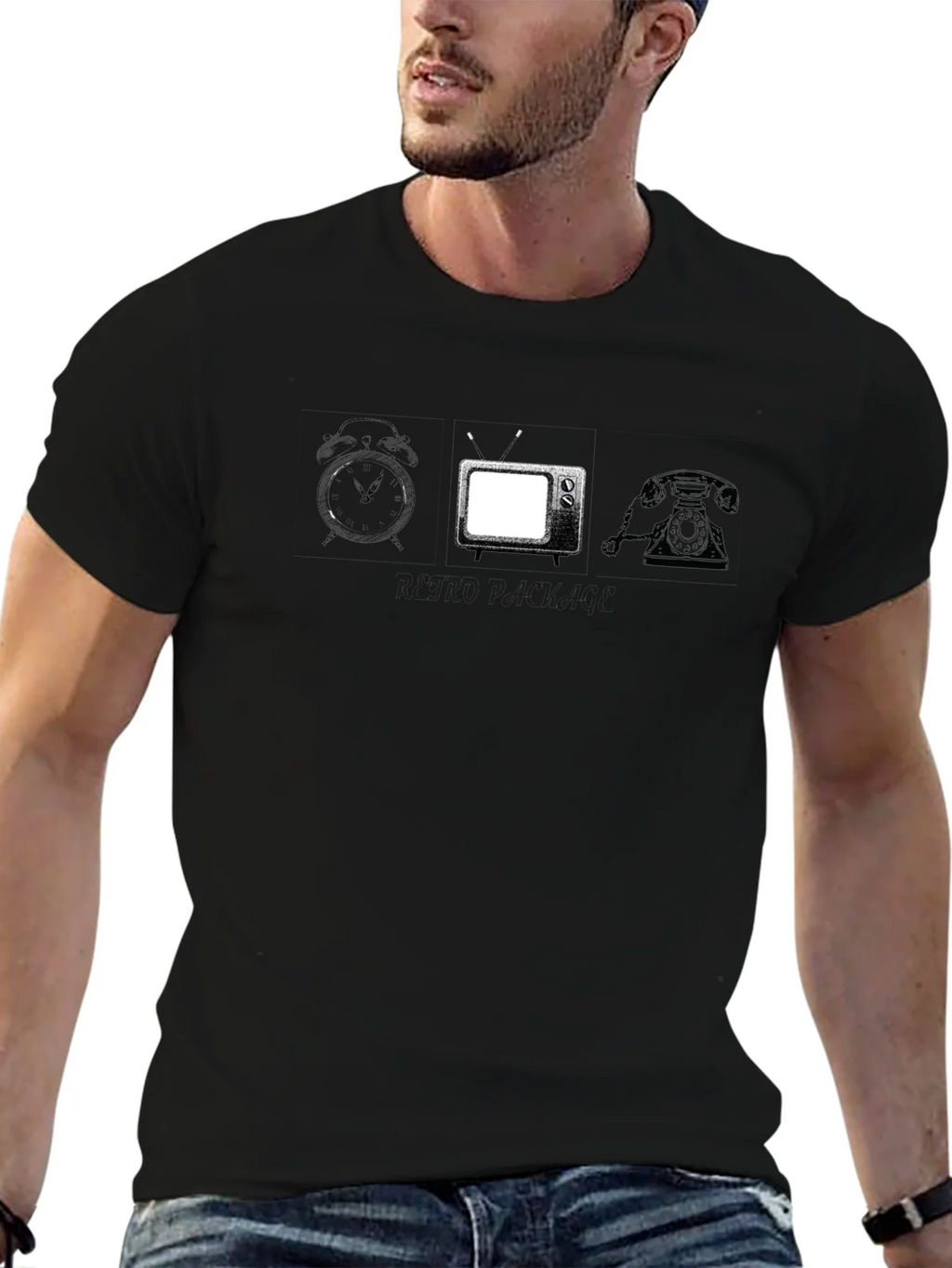 Vintage Tech T-Shirt: Clock TV Rotary Phone Design product image 6