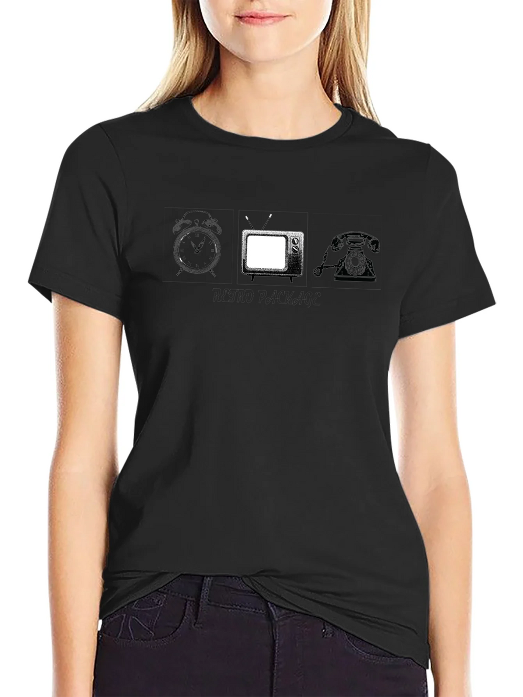 Vintage Tech T-Shirt: Clock TV Rotary Phone Design product image 2