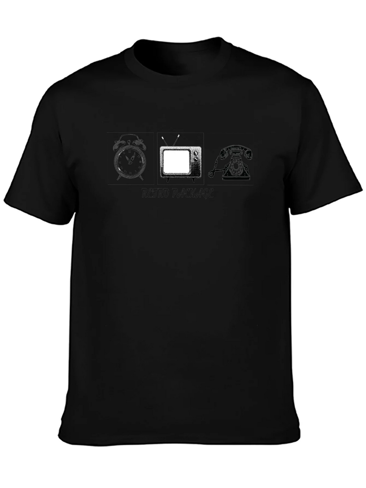 Vintage Tech T-Shirt: Clock TV Rotary Phone Design product image 3