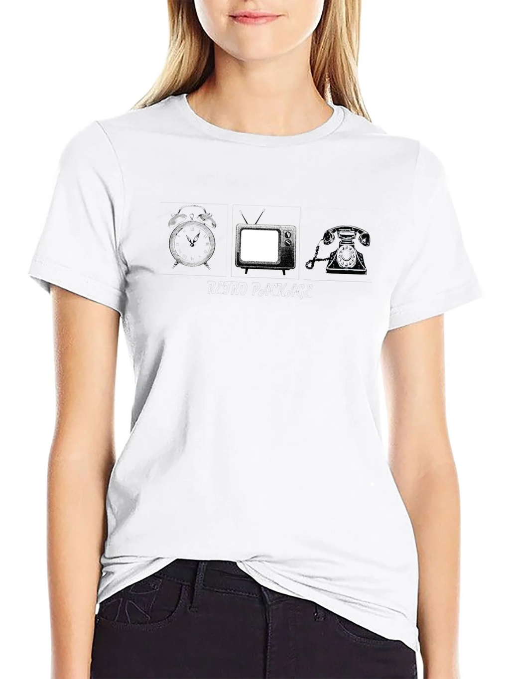 Vintage Tech T-Shirt: Clock TV Rotary Phone Design product image 8