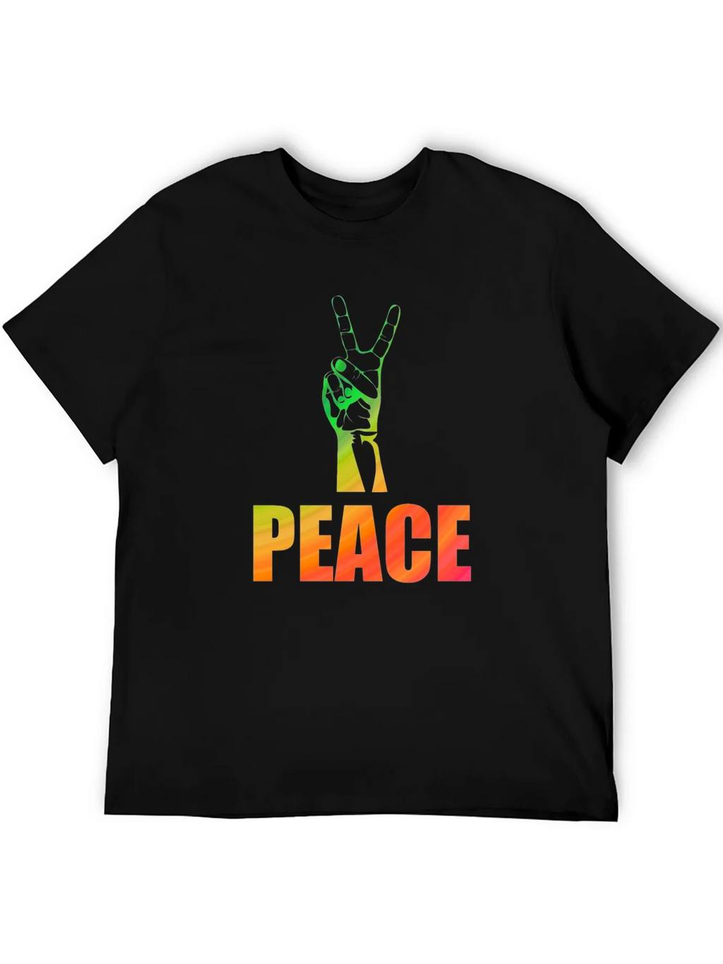 Peace Sign Graphic Tee - Black Casual T-Shirt product image 5
